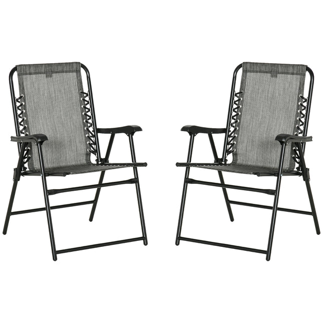 Set of 2 Foldable Portable Ergonomic Outdoor Chairs - Grey