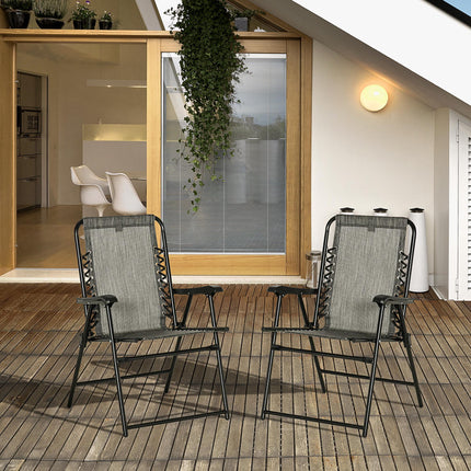 Set of 2 Foldable Portable Ergonomic Outdoor Chairs - Grey