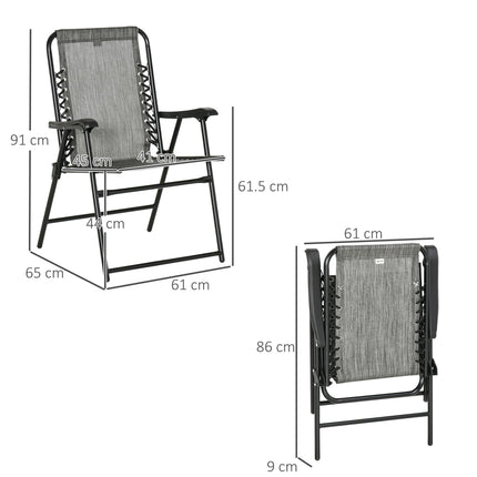 Set of 2 Foldable Portable Ergonomic Outdoor Chairs - Grey