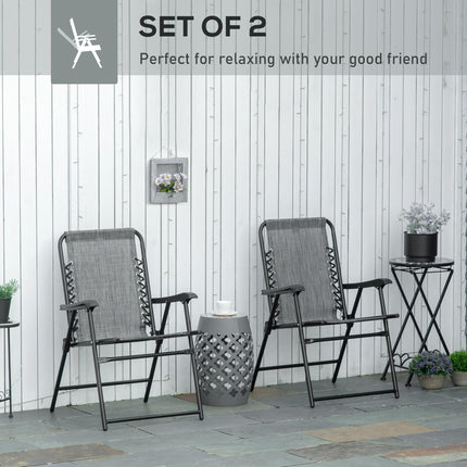 Set of 2 Foldable Portable Ergonomic Outdoor Chairs - Grey