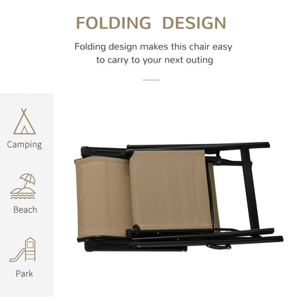 Set of 2 Adjustable Outdoor Sun Loungers with Steel Frame - Beige