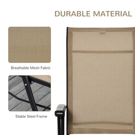 Set of 2 Adjustable Outdoor Sun Loungers with Steel Frame - Beige