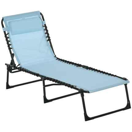 Folding Sun Lounger with 4-Position Adjustable Recliner for Beach, Garden, Camping - Baby Blue