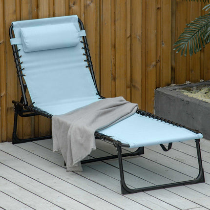 Folding Sun Lounger with 4-Position Adjustable Recliner for Beach, Garden, Camping - Baby Blue