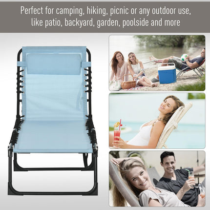 Folding Sun Lounger with 4-Position Adjustable Recliner for Beach, Garden, Camping - Baby Blue