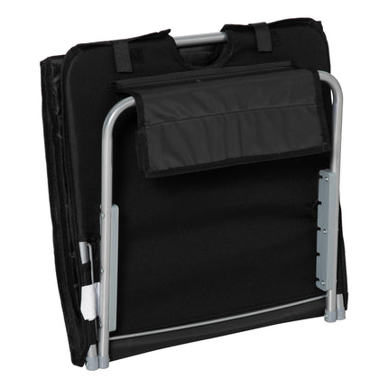 Set of 2 Foldable Garden Beach Chair Mats with Adjustable Back, Metal Frame & Head Pillow - Black