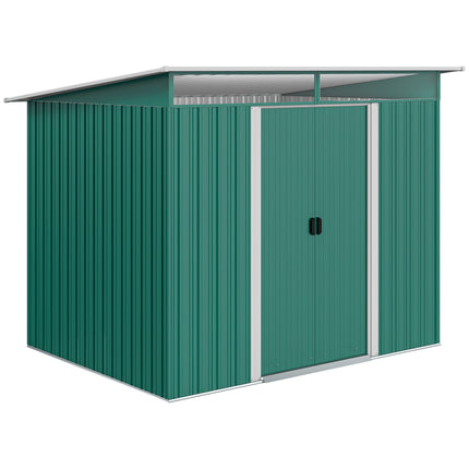 8.5 x 6ft Metal Shed with Lightsky Panels, Garden Storage Tool House with Double