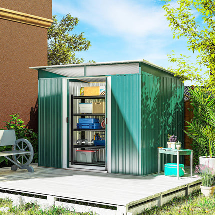 8.5 x 6ft Metal Shed with Lightsky Panels, Garden Storage Tool House with Double