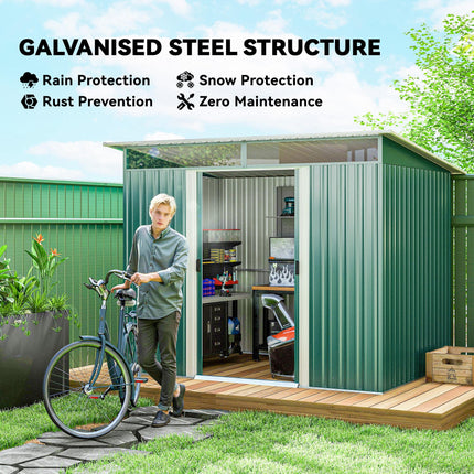 8.5 x 6ft Metal Shed with Lightsky Panels, Garden Storage Tool House with Double
