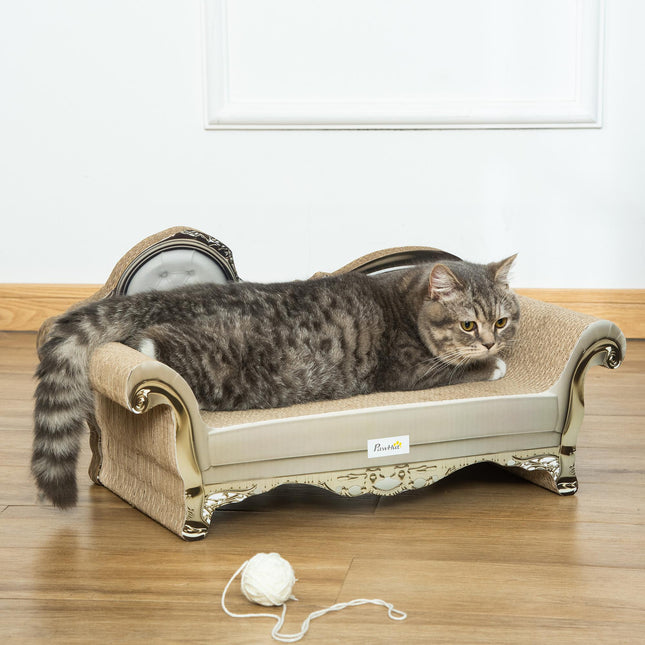 Cat Corrugated Paper Scratching Bed Pad with Catnip - Brown