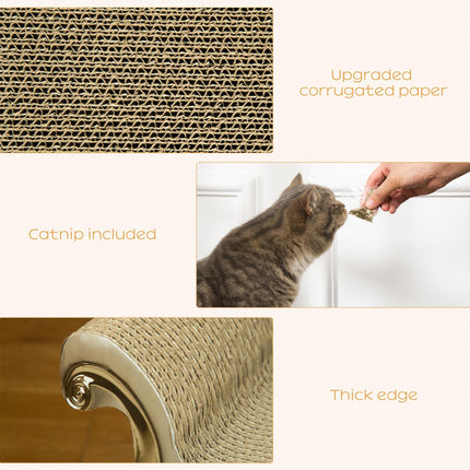 Cat Corrugated Paper Scratching Bed Pad with Catnip - Brown