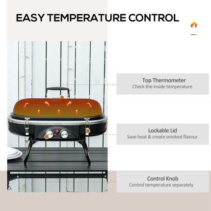 Portable Foldable 2 Burner Gas BBQ Grill Aluminium Alloy - Black