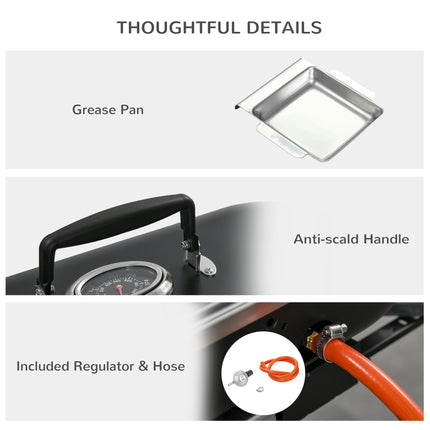 Portable Foldable 2 Burner Gas BBQ Grill Aluminium Alloy - Black