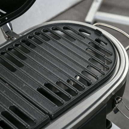 Portable Foldable 2 Burner Gas BBQ Grill Aluminium Alloy - Black
