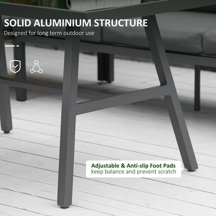 4 Piece L-Shaped Aluminium 8-Seater Garden Furniture Set - Grey