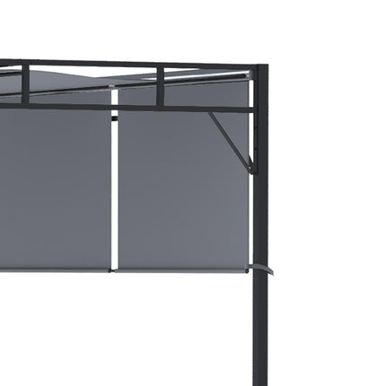 3 x 3 Metre Steel Pergola Gazebo with Retractable Roof Canopy - Dark Grey