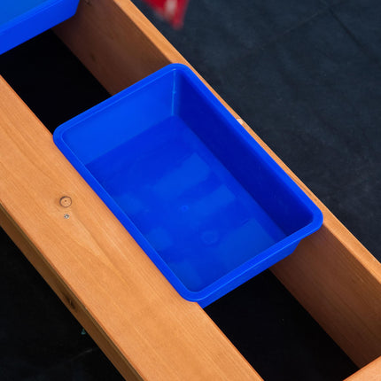 Kids Wooden Sandbox with Adjustable Height Cover, Seats & Plastic Basins for Ages 3-7 - Yellow