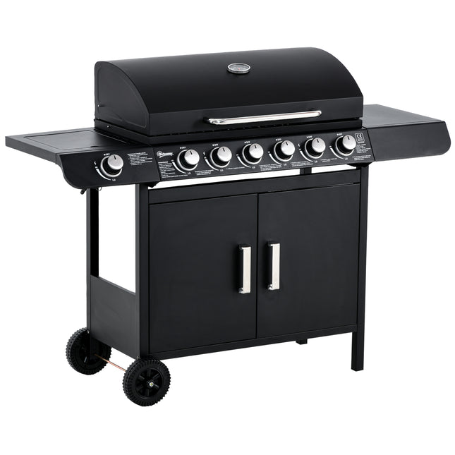 Seven Burner Gas Grill, with Integrated Thermometer and Storage