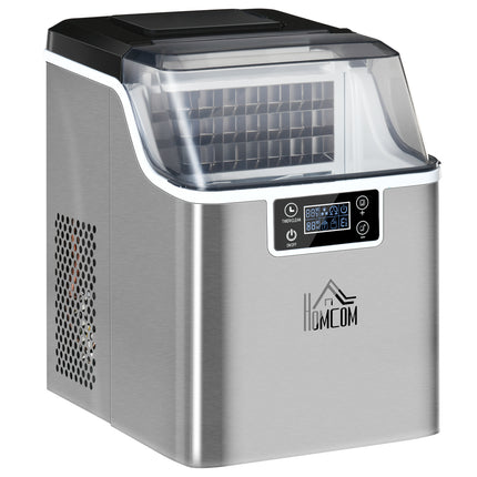 20kg Daily Countertop Ice Maker Machine with Adjustable Cube Size - Silver