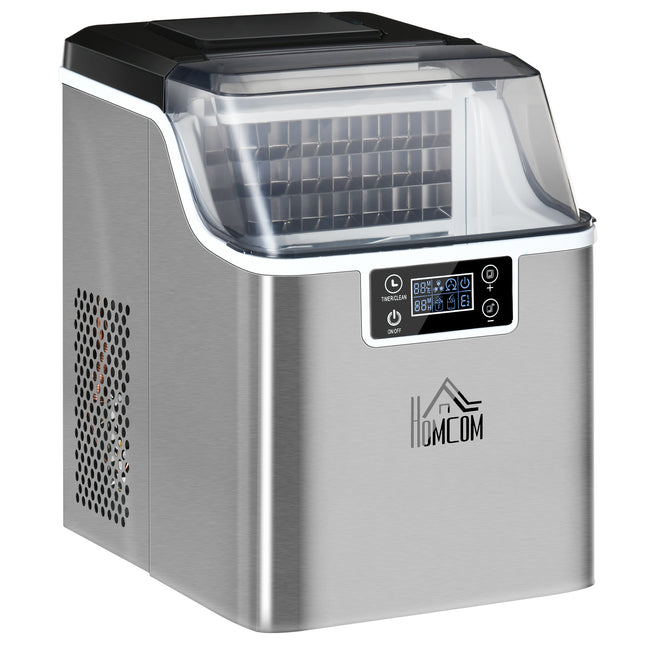 20kg Daily Countertop Ice Maker Machine with Adjustable Cube Size - Silver