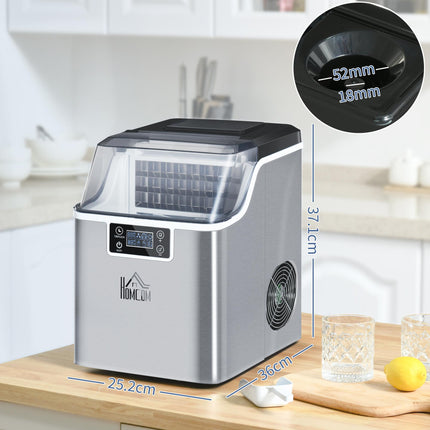 20kg Daily Countertop Ice Maker Machine with Adjustable Cube Size - Silver