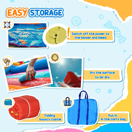 4 in 1 Bouncy Castle with Slide, Pool, Trampoline & Climbing Wall - Multicoloured