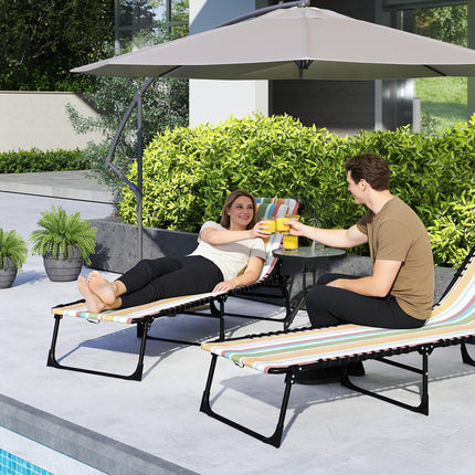 Folding Sun Lounger with 4-Position Adjustable Recliner for Beach, Garden, Camping - Multicolored