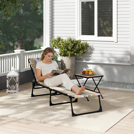 Folding Sun Lounger with 4-Position Adjustable Recliner for Beach, Garden, Camping - Multicolored