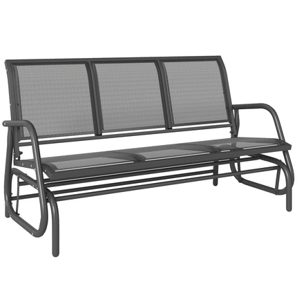 3-Seat Metal Frame Glider Rocking Chair for Garden Patio - Grey