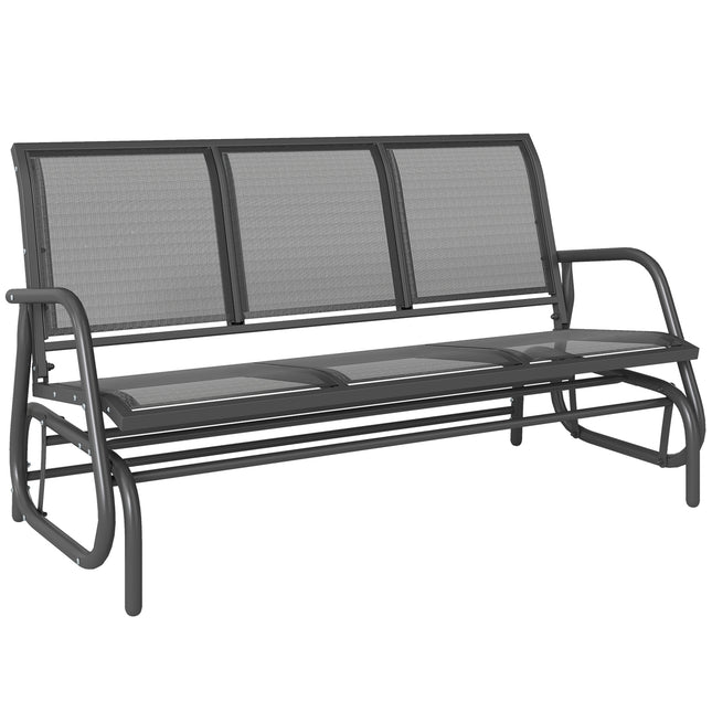 3-Seat Metal Frame Glider Rocking Chair for Garden Patio - Grey