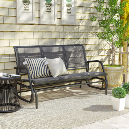 3-Seat Metal Frame Glider Rocking Chair for Garden Patio - Grey