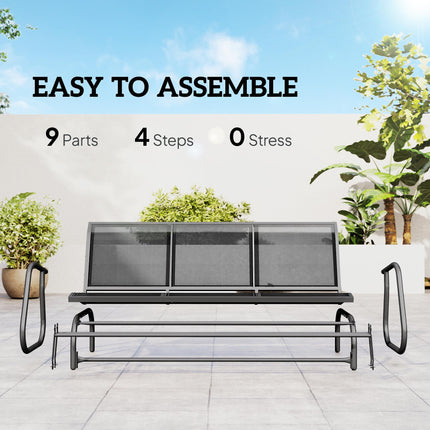 3-Seat Metal Frame Glider Rocking Chair for Garden Patio - Grey
