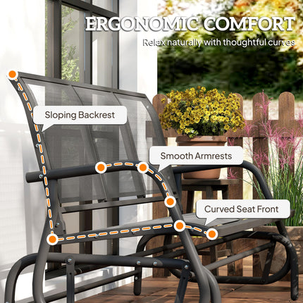 3-Seat Metal Frame Glider Rocking Chair for Garden Patio - Grey