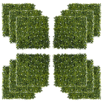 12PCS Artificial Boxwood Wall Panels 50x50cm Milan Grass Privacy Fence Screen - Green