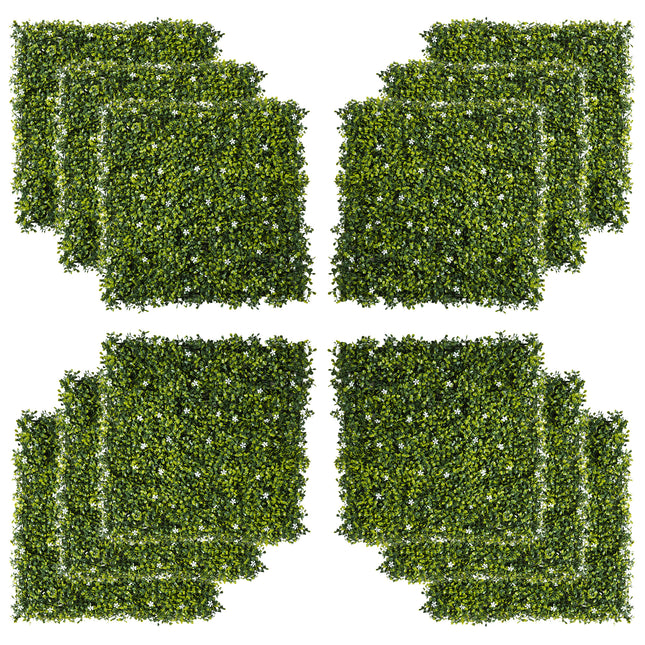 12PCS Artificial Boxwood Wall Panels 50x50cm Milan Grass Privacy Fence Screen - Green
