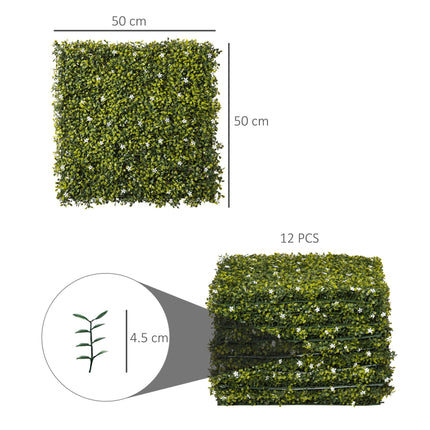 12PCS Artificial Boxwood Wall Panels 50x50cm Milan Grass Privacy Fence Screen - Green