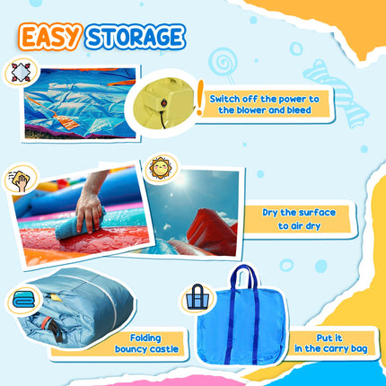 4 in 1 Kids Large Sailboat Bounce Castle Inflatable Slide Trampoline Water Pool Climbing Wall 3-8 Years - Red Yellow Blue