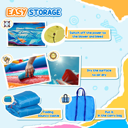 5 in 1 Large Kids Bounce Castle Inflatable House with Slide, Trampoline, Pool, Water Gun & Climbing Wall for Ages 3-8 - Multicoloured