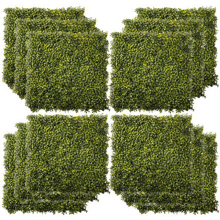 12PCS 20" x 20" Milan Grass Artificial Wood Wall Panels Privacy Fence Screen - Yellow-Green