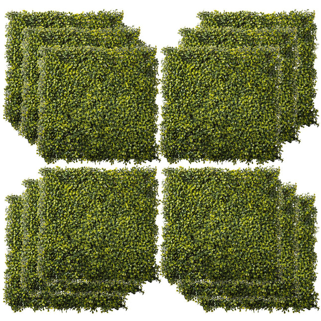 12PCS 20" x 20" Milan Grass Artificial Wood Wall Panels Privacy Fence Screen - Yellow-Green
