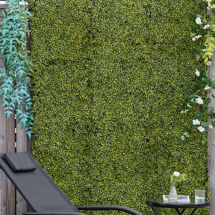 12PCS 20" x 20" Milan Grass Artificial Wood Wall Panels Privacy Fence Screen - Yellow-Green