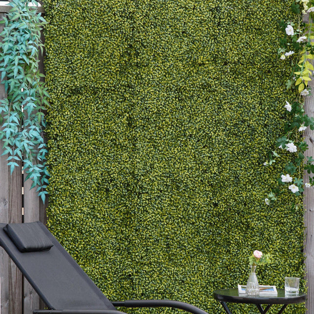 12PCS 20" x 20" Milan Grass Artificial Wood Wall Panels Privacy Fence Screen - Yellow-Green