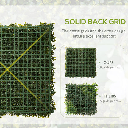 12PCS 20" x 20" Milan Grass Artificial Wood Wall Panels Privacy Fence Screen - Yellow-Green