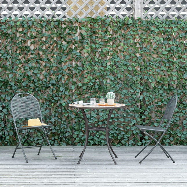 4 Pieces Expanding Artificial Laurel Trellis Fence 2m x 1m Privacy Screen - Green