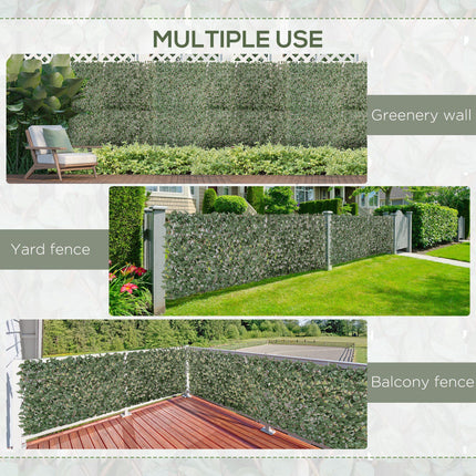 4 Pieces Expanding Artificial Laurel Trellis Fence 2m x 1m Privacy Screen - Green