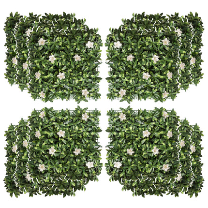 12PCS Artificial Boxwood Wall Panels 20" x 20" Rhododendron Privacy Fence Screen - Green