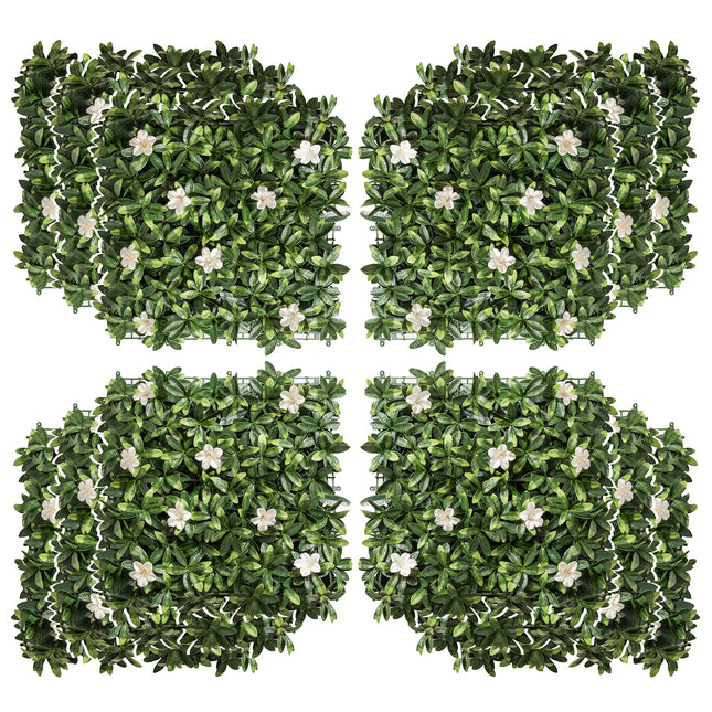 12PCS Artificial Boxwood Wall Panels 20" x 20" Rhododendron Privacy Fence Screen - Green