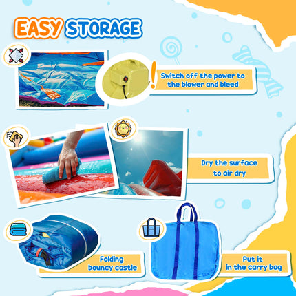 4 in 1 Kids Bounce Castle with Double Slides, Trampoline, Pool & Climbing Wall 3.8x3.7x2.3m - Multi-coloured