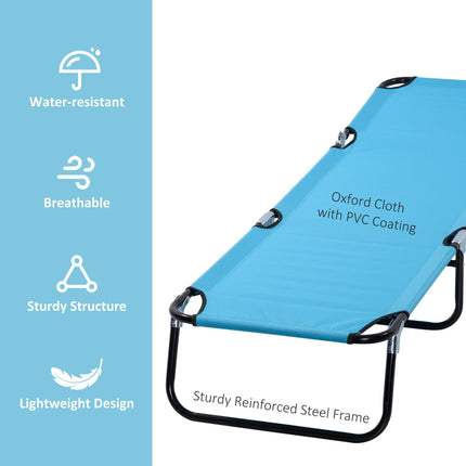 Folding Chaise Lounge Pool Chair with Reclining Back and Steel Frame - Sky Blue