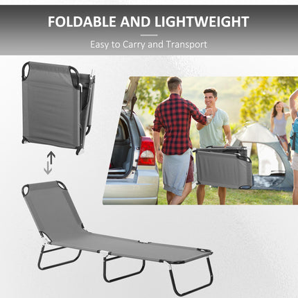 Portable Folding Sun Lounger with 5-Position Adjustable Backrest and Lightweight Frame - Grey